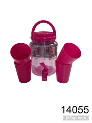 Imagen de DISPENSER CON CANILLA PLASTICO + 4 VASOS 18 CM X 17 D COLOR RO-VER-CELE 2.26
